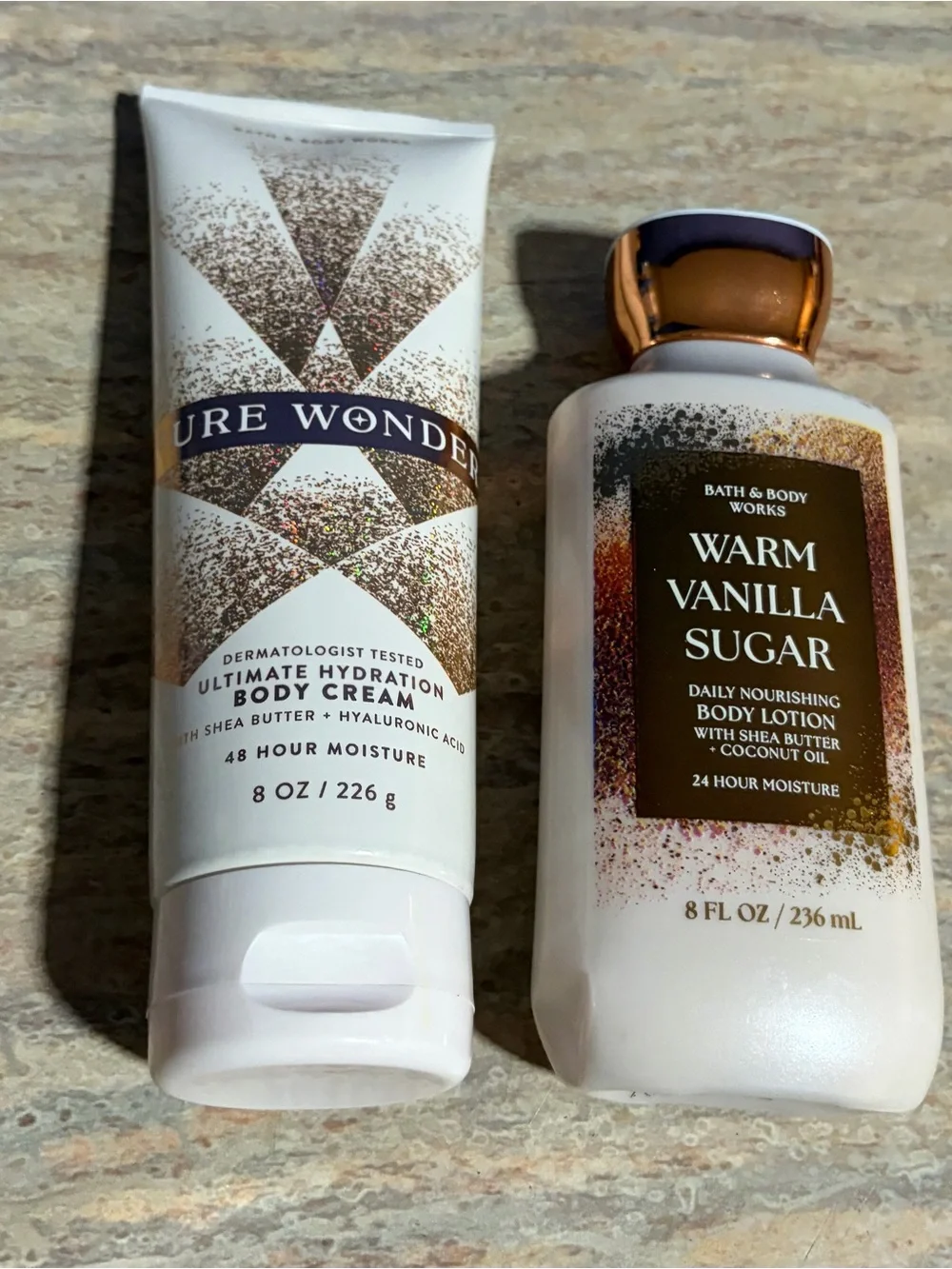 Bath & Body Works Pure Wonder Body Cream & Warm Vanilla Sugar Body Lotion Duo